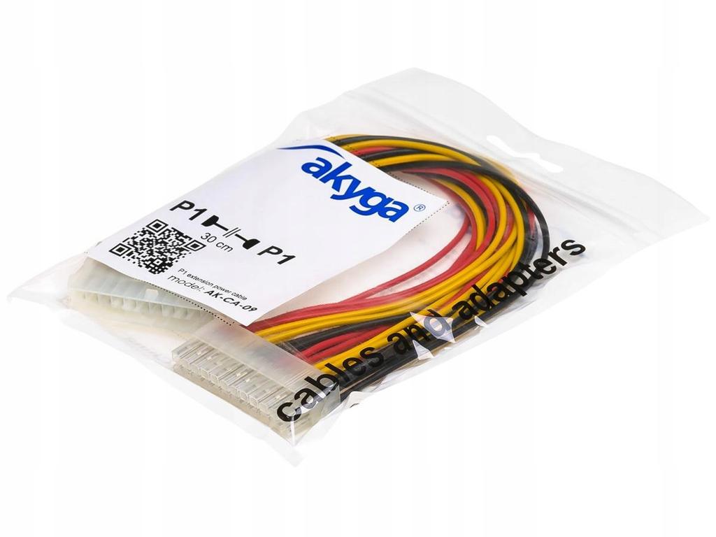 Kabel adapter Akyga AK-CA-09 P1 ATX 24-pin (M) - ATX 24-pin (F)  0,30m