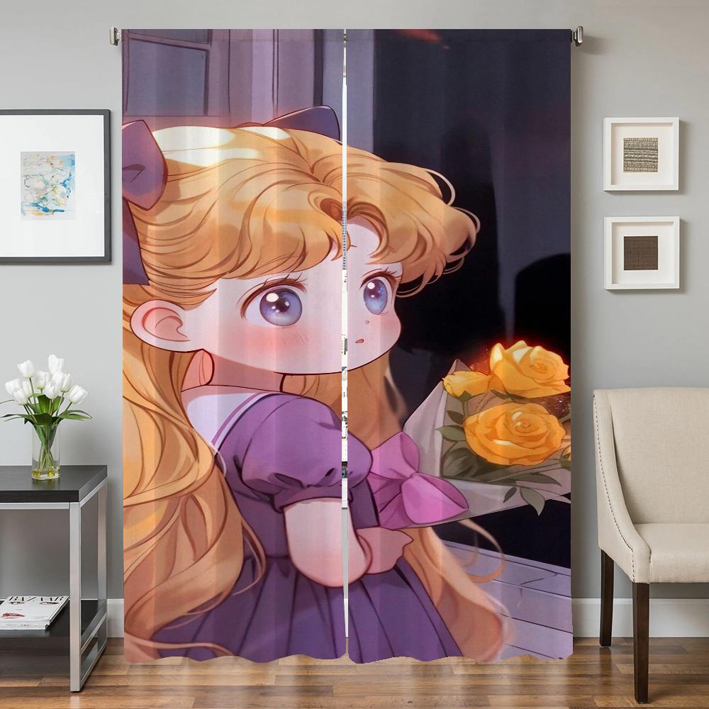 Window Kitchen Curtains for Living Room 2 Pieces Blackout Curtains Door Curtain S-sailor Moon-n Partition Bedroom Decoration