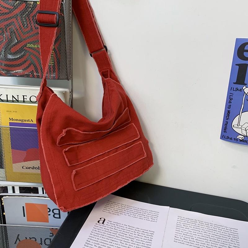 Teenager Canvas Textile Big Capacity School Book Side Sling Bag 2023 Leisure Fabric Cloth Aesthetic Y2K Grunge Hip Hop Pouch Bag