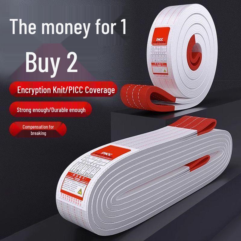 Krajowa Pogrubiona Biała Płaska Zawiesia do Dźwigu i Holowania - Lina do Podnoszenia Przemysłowego