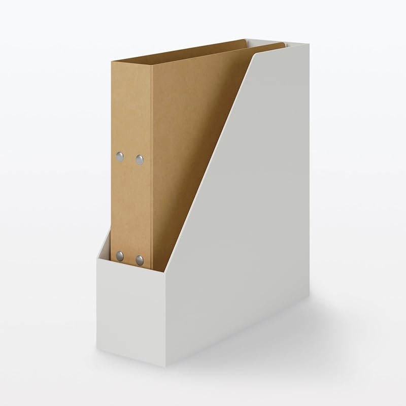 MUJI Recycled Polypropylene Stand File Box - White Gray, Approx. W10 x D27.6 x H31.8cm, 83904340