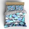 Cartoon Dinosaur Pattern Background Print Bedding Set 1 Duvet Cover 2 Pillowcases For Adult And Children Luxury Gift Full Size