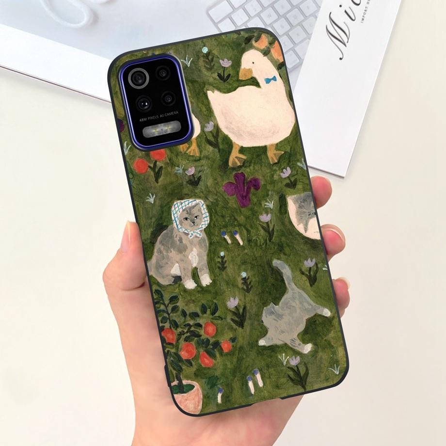 For LG K52 Q52 2020 Phone Case Soft Matte Silicone Capa For LGK52 LGQ52 2020 Funda Goothic Style Cartoon Back Cover Cute Pattern