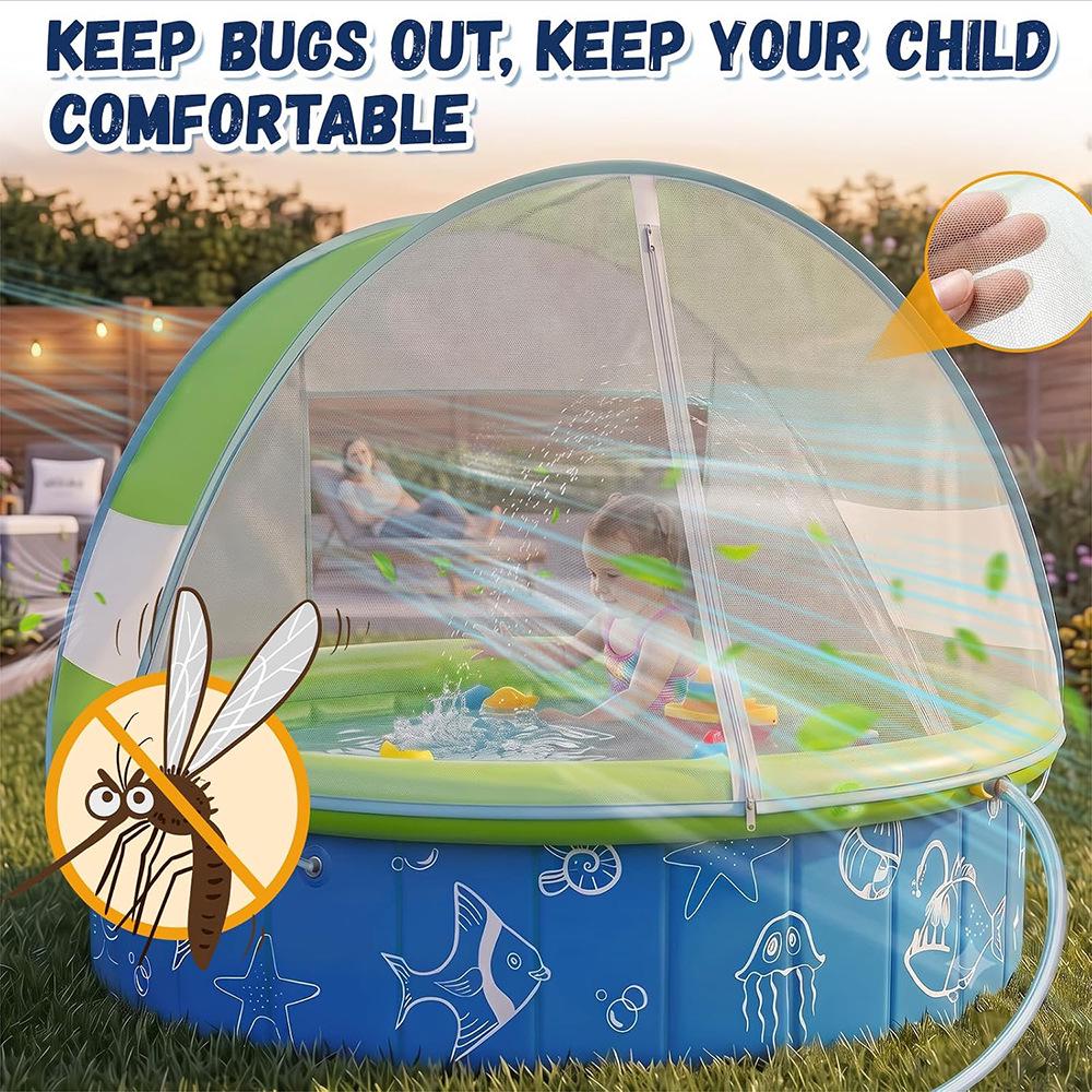 Kids' Foldable UV-Protected Splash Pool with Canopy & Sprinkler