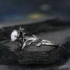 Inlaid Moonstone Rose Flower Rings Women Fashion Ring Romantic Attractive Rings for Women Vintage Metal Inlaid Ring Jewelry