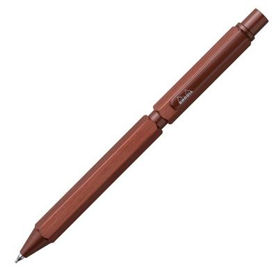 Długopis Rhodia Script Maroon Dwukolorowy z Aluminiowym Korpusem z Wykończeniem szczotkowanym i Mechaniczny Multi-pisak obrotowy CF9348, Brązowy, 0,5mm