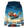 Women's Fashion Long Sleeve Christmas Print Loose Hooded Sweatshirt Top