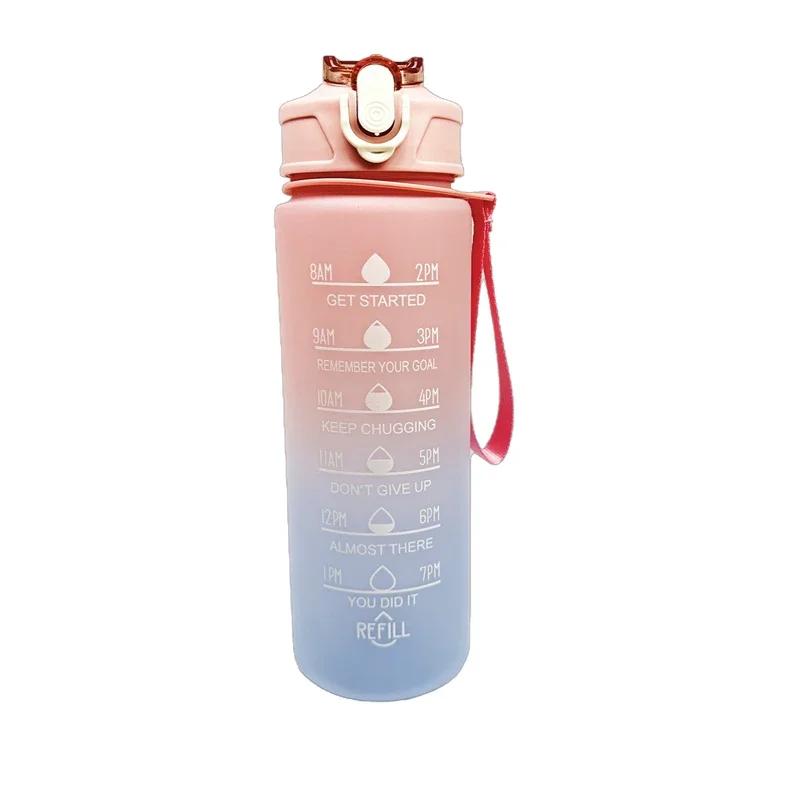 900ML Sports Water Bottle with Time Marker Leak-proof Cup Motivational Portable Water Bottle Sport Fitness BPA Free