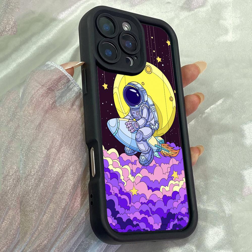 JT28 Astronaut Cosmic Voyage Phone for for iPhone 17 Pro Max Samsung S26 Ultra A17 A16 A06 A07 Xiaomi 15T Redmi Note 14 Pro Plus Soft TPU Case Cover