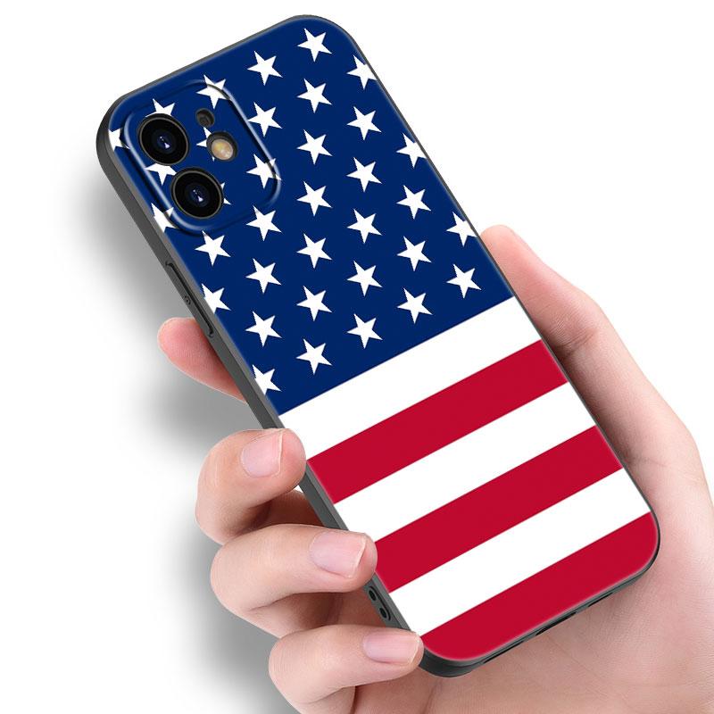 Custodia per telefono con aquila bandiera americana USA per Apple iPhone 14 13 12 Mini 11 Pro Max 7 8 XR X XS 7 8 Plus SE 2020 2022 Cover Nera
