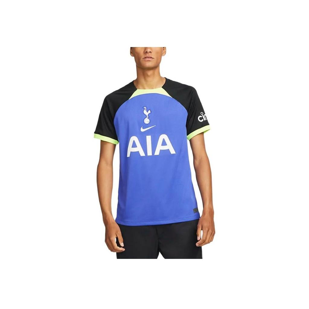 Nike Tottenham Hotspur Letter Logo Print Spliced Crew Neck Pullover Short Sleeve Football Shirt Men Tops Lapis-Blue DM1837-431