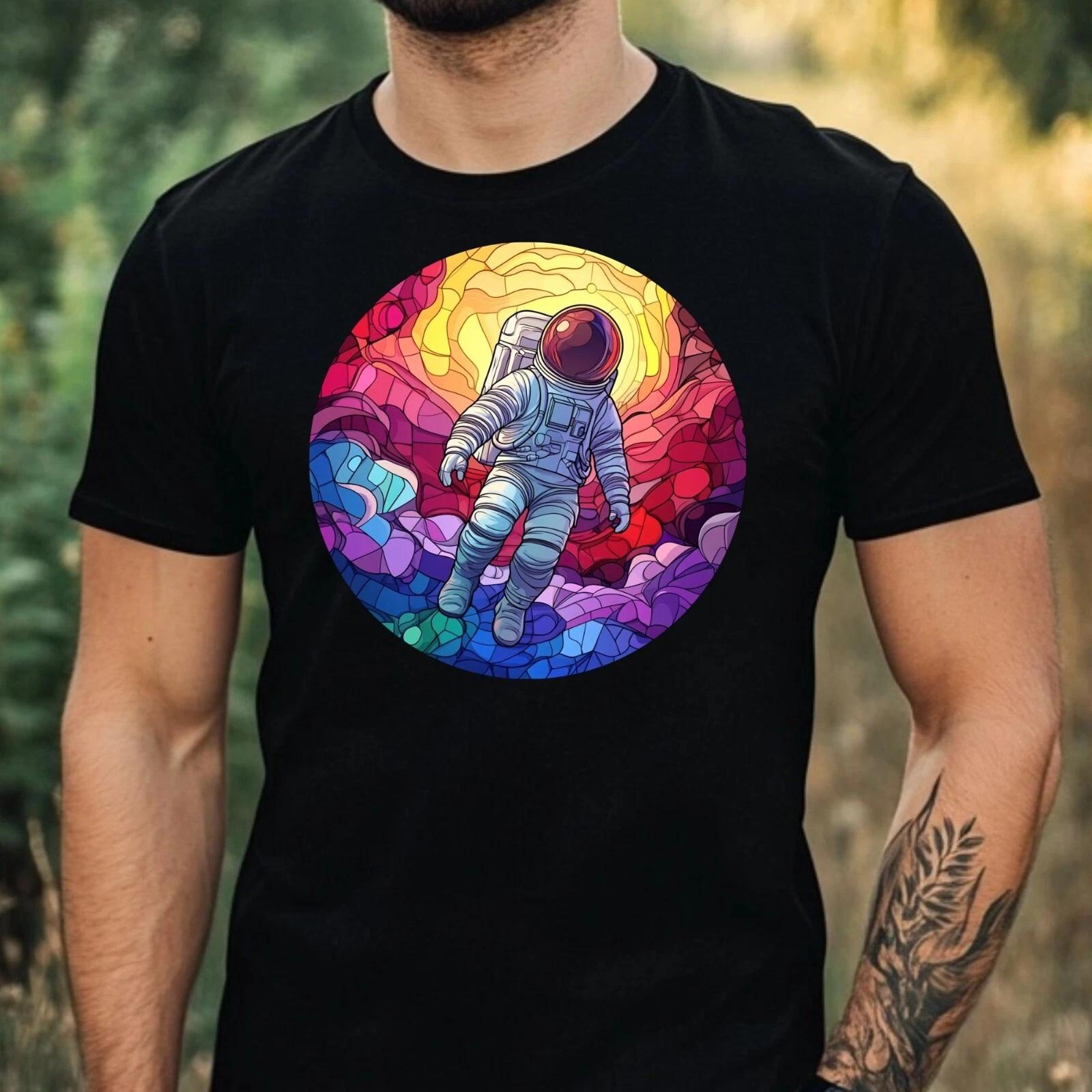 T-Shirt Herren Astronaut Buntglas Motiv Baumwolle Größe XS bis 5XL L