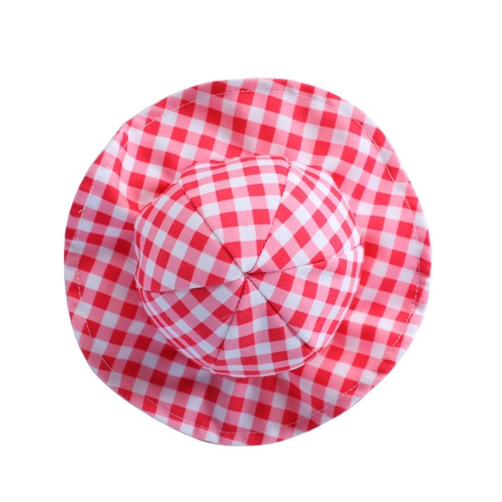 

Plaid Pattern Pet Fisherman Hat Breathable Pet Sun Hat Fashion Cat Sunscreen Hat Travel S розовый