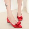 Spring New Women's High Heels Shallow Butterfly-knot Pointed Toe Low Pumps Womens Shoes Summer Plus Size 35-43