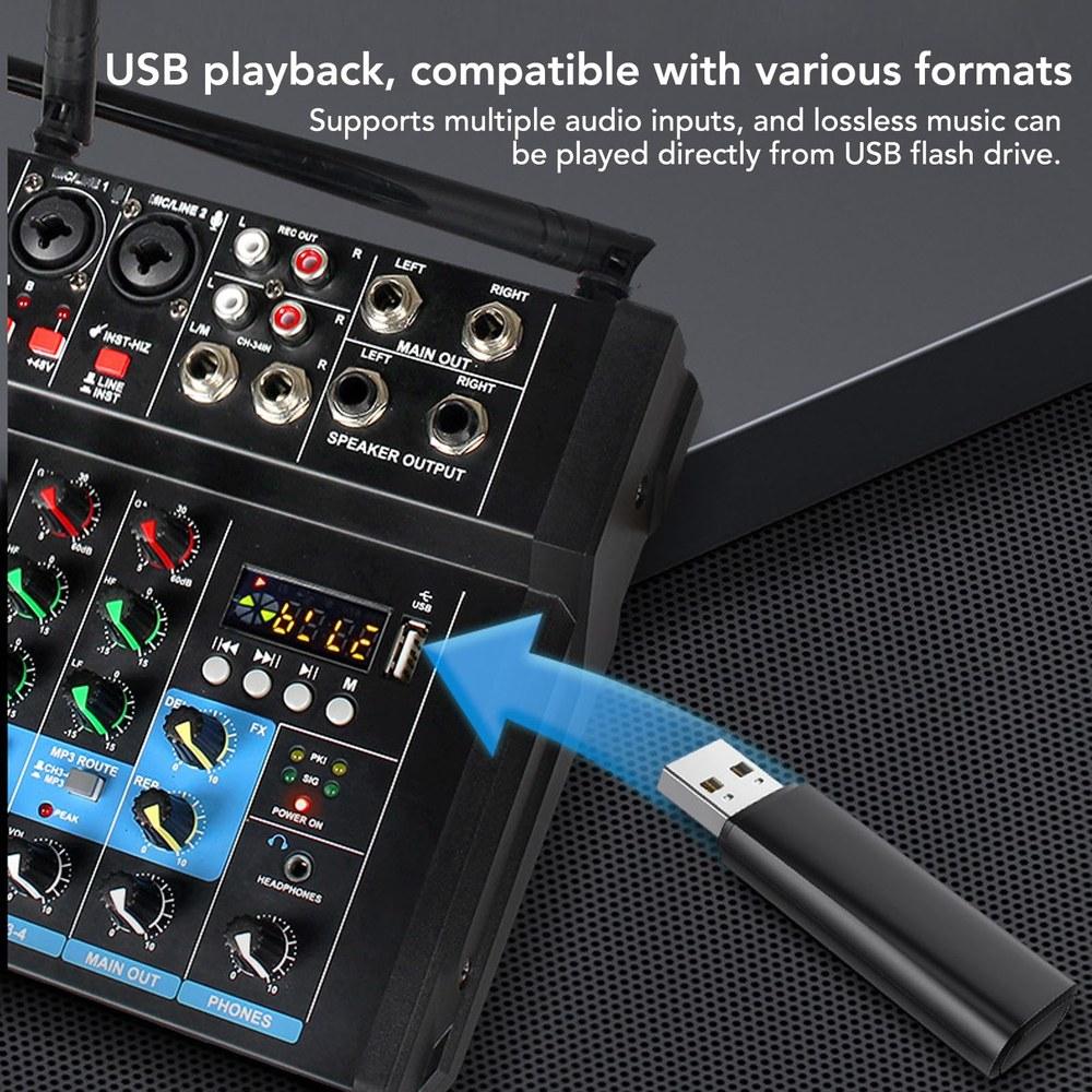 ASHATA Wireless Handheld Microphone Karaoke Mixer System UHF Dynamic 4-Channel Sound Conference Home Karaoke Singing