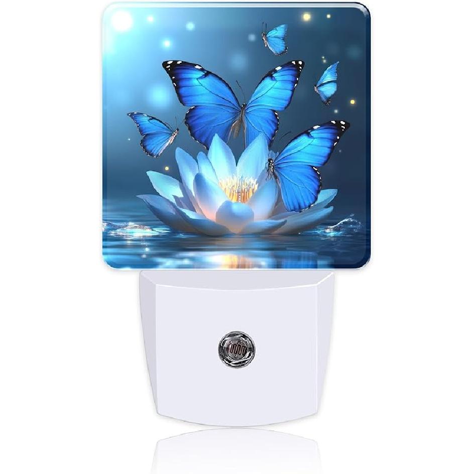 Easter Eggs Bunny Leaves Plug in Night Lights,Watercolor Cute Rabbit Night Light Plug into Wall with Dusk to Dawn Sensor Decor for Women Men