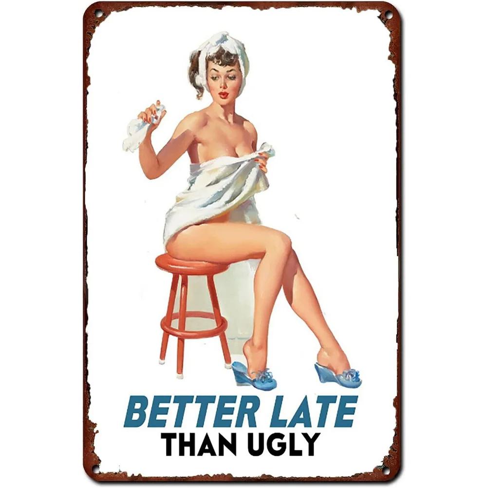 Vintage Metal Signs Pinup Girls Wall Decor for Bathroom Laundry Man Cave Home Bars Garage Cafe Clubs Retro Posters Plaque