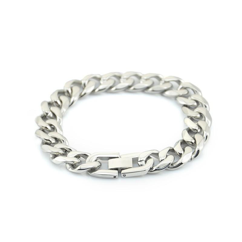 Titanium Steel Cuban Link Bracelet Men Geometric Hexagon Design Polished Finish Hypoallergenic Unisex Jewelry