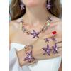 Island style beach starfish vacation four-piece set chain alloy diamond-encrusted bohemian shell jewelry