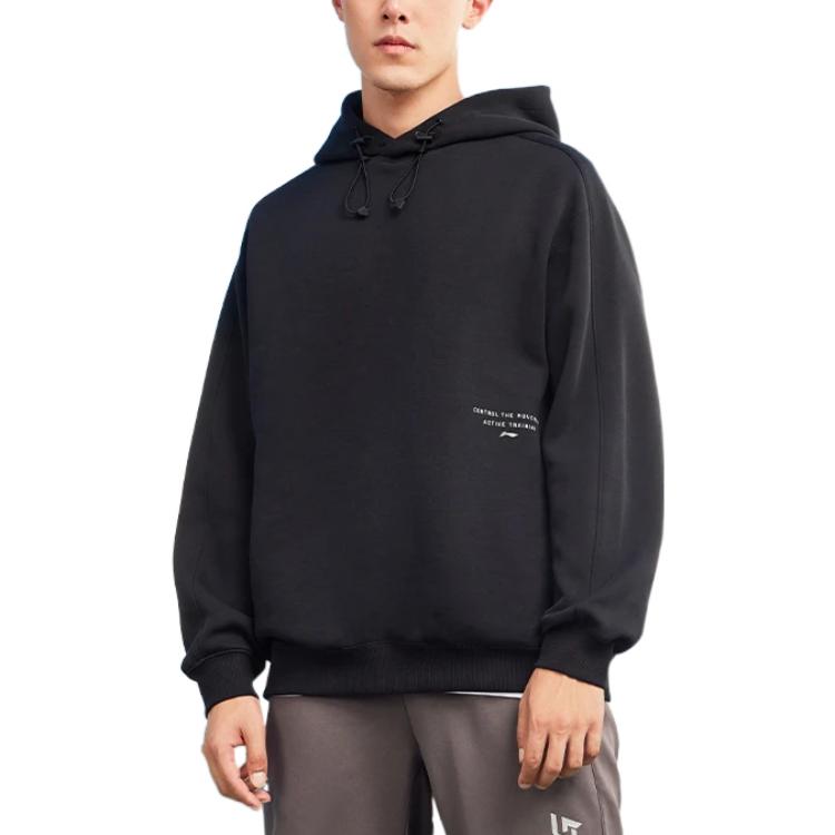 Li Ning Training Series Sweatshirts Unisex Black Hooded Moderate Regular AWDSF89-4