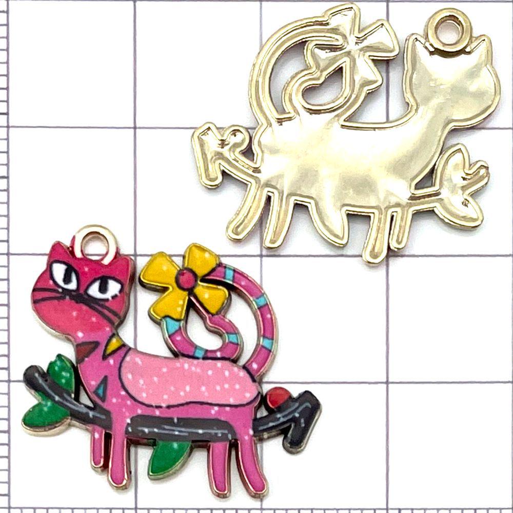 10 Colorful Enamel Alloy Cat Pendant Charms for DIY Jewelry