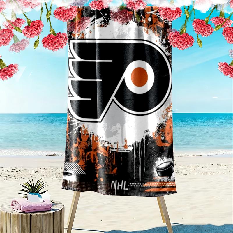 Flyers Hockey Art Beach Towel Microfiber Beach Towel, Lightweight and Quick-Dry, for Summer Travel, Swimming Pool Fan Birthday Gift