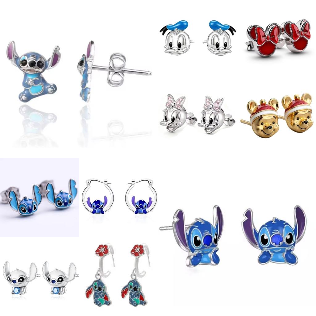 Stitch the Pooh Donald Duck Minnie 925 silver exquisite earring accessories fit birthday party anniversary couple gi