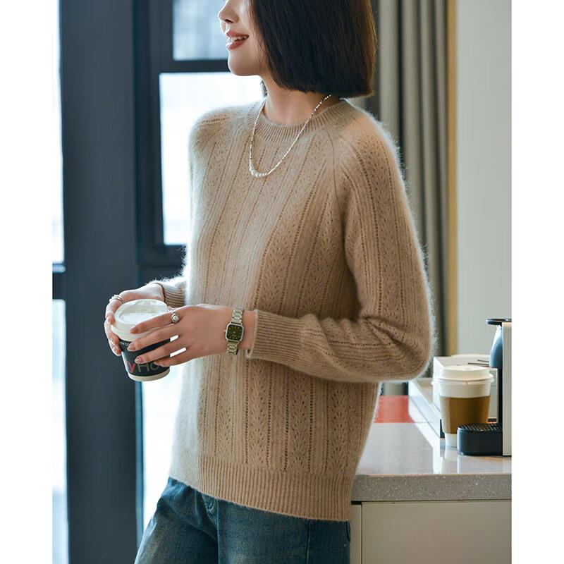 Fanzhen Women's 100% Wool Hollow Knit Sweater