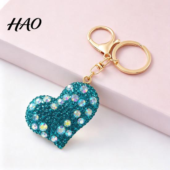 Sparkling Key Ring Rhinestone Love Heart Keychain , Zinc Alloy Car Pendant Ring, Handbags Backpacks Purse Charm Accessory, Gift for Women Decorative