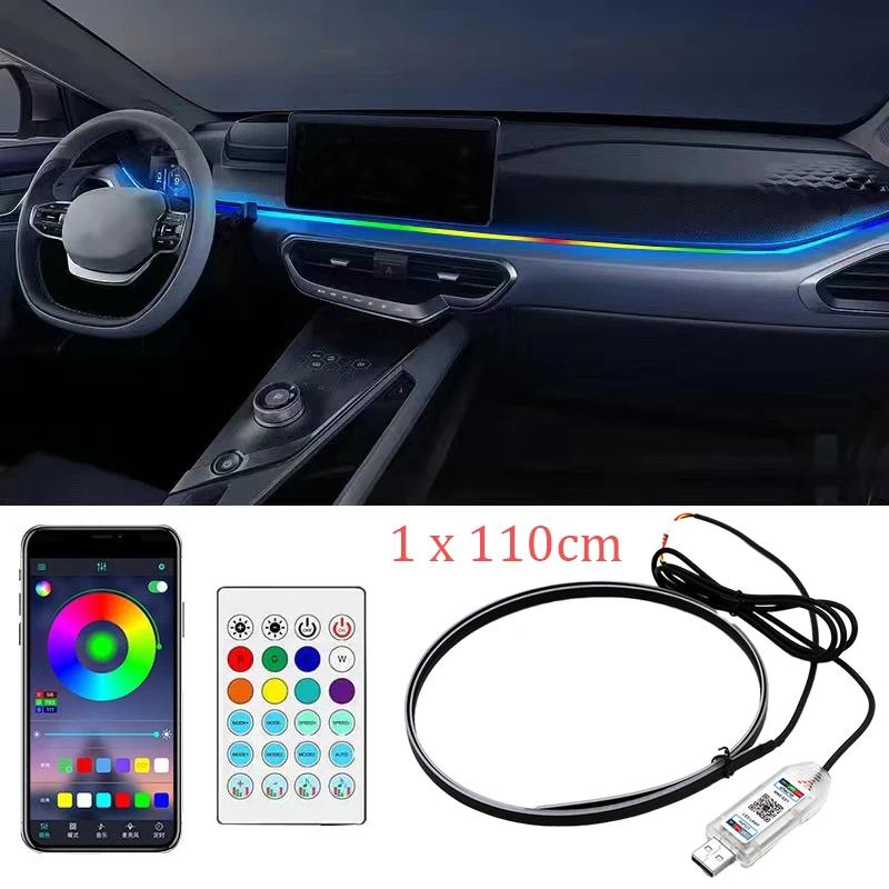 

Universal 1PC 110CM Car Ambient Light Symphony RGB Interior Hidden Acrylic Guide Fiber Optic Decoration Atmosphere Lamp USB RGB