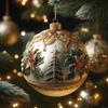 Elegant 2D Fairy Tale Planet Christmas Ornament with Snow Globe and Reindeer Motif