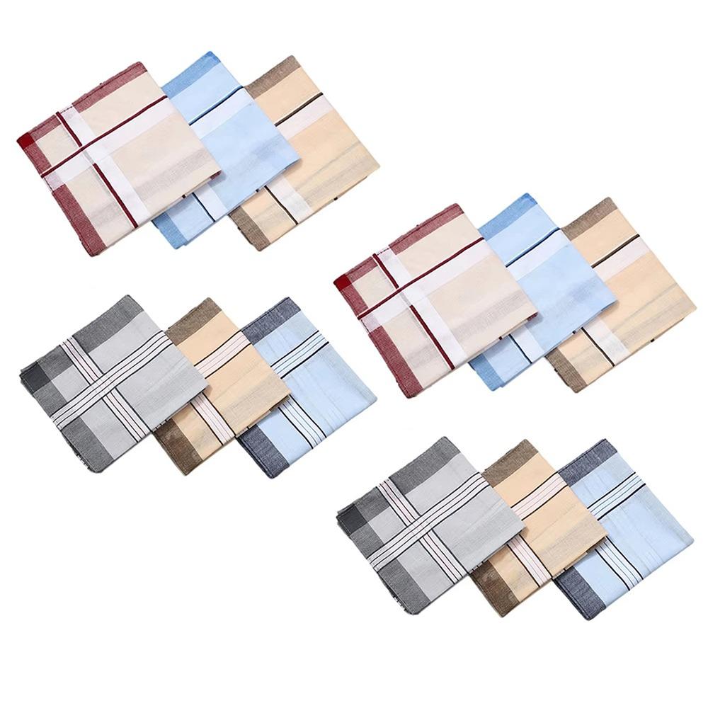 12Pcs/Set Sweat Absorbent Pocket Plaid Square Towel Men's Cotton Handkerchiefs  Wedding Season