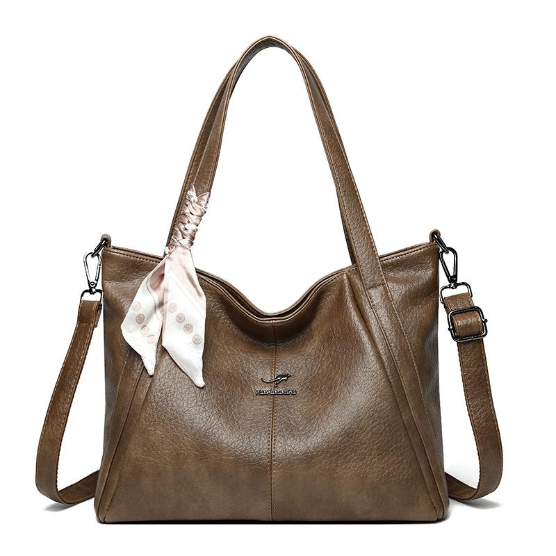 Borsa retrò di grande capacità da donna, borsa a tracolla per pendolari, borsa tote in PU