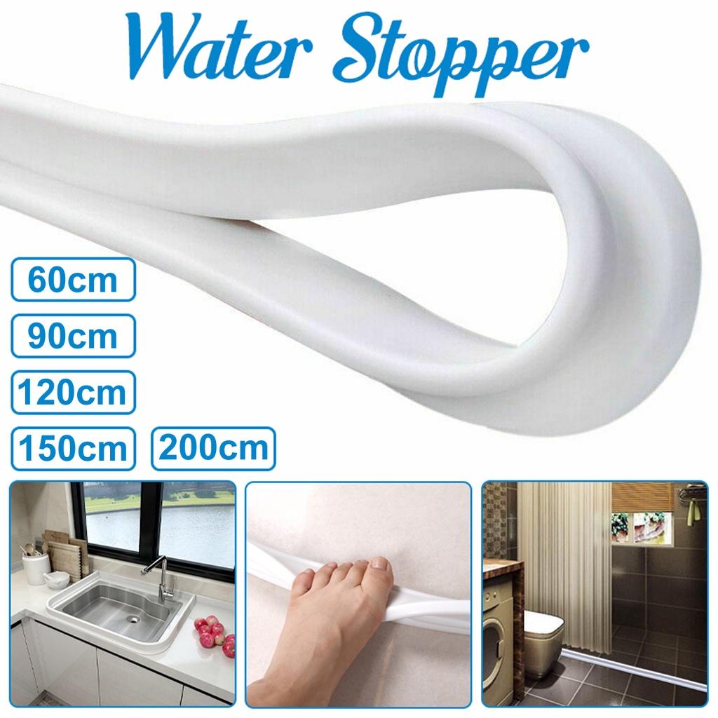 5 Size Rubber Silicon Water Blocker Non-slip Dry White Water Stopper Bathroom Flood Shower Barrier