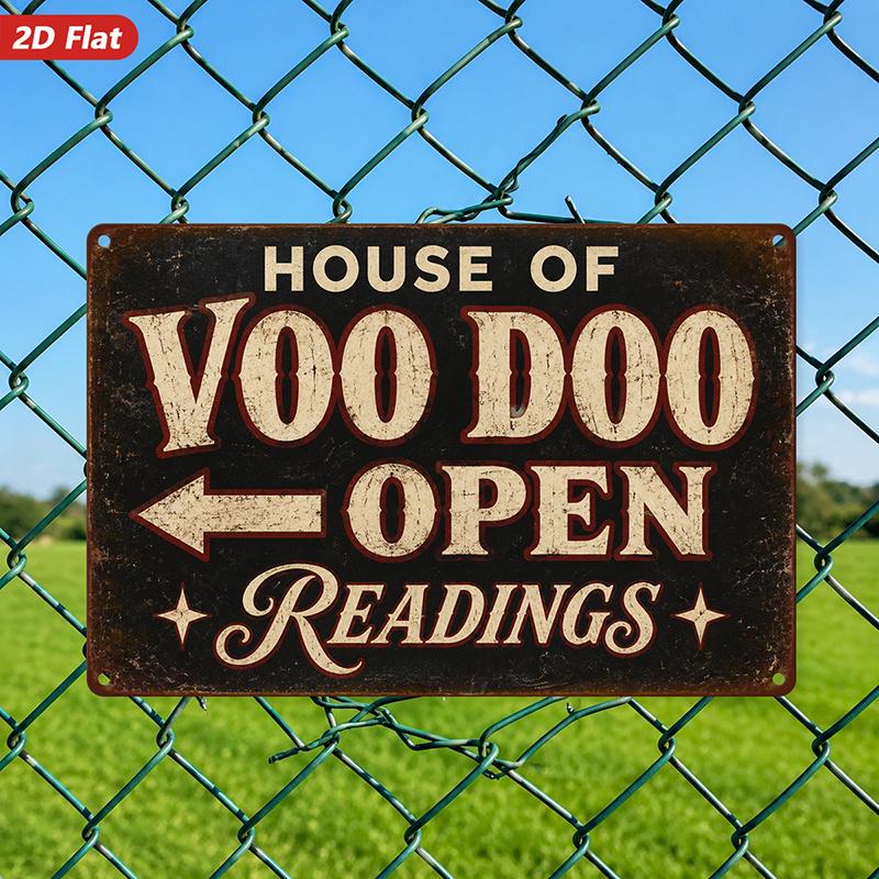2D Flat, 1pc House of Voodoo Metal Sign Wall Art, Home Decor, Suitable for Dining Room Corner Office, Cozy Cafe Style, Relaxed Daily Ritual Mood, Safe