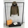 Unisex Hooded Down Jacket With Knit Panel Detail Warm Windproof Winter Coat Men Women