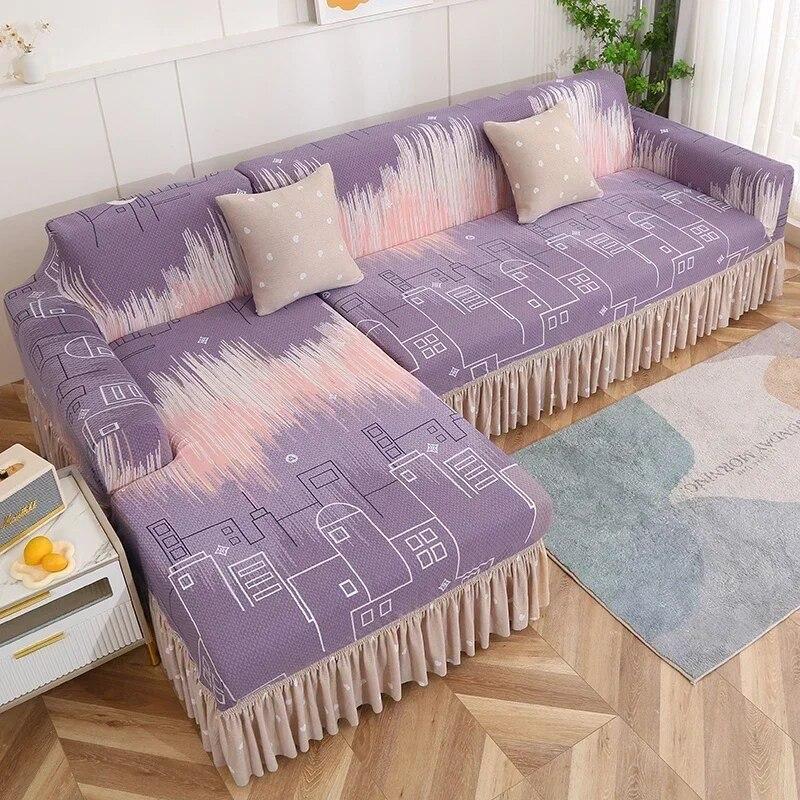 Double Daybed Large Skirt Sofa Cushion Four Seasons All Inclusive Sofa Cover Simple Elastic Luxury Sofa Protective Cover