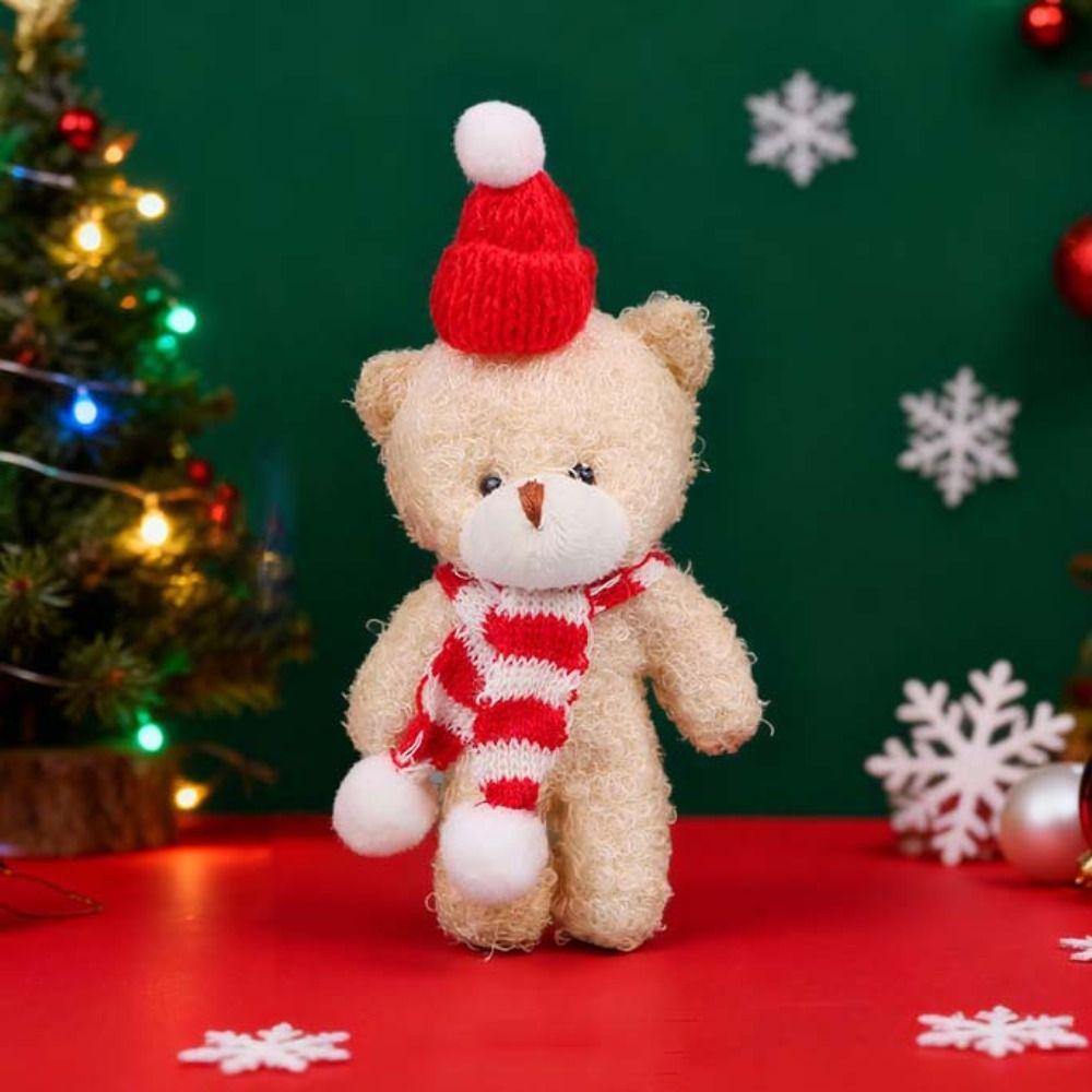 10Pcs Keyring Christmas Bear Plush Toy With scarf Bear Plush Dolls White Bear Plush Keychain Kids