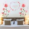 Pink Rose Wall Sticker for Romantic Bedroom Living Room Decor Self Adhesive Decorative Flowers for Doors Walls