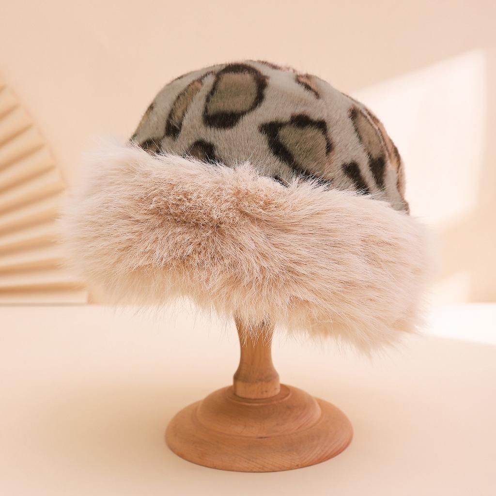 Winter Fleece Leopard Print Mongolian Hat,personality Fashionable Warm and Soft,women's Autumn Winter Fisherman Hat for Holiday