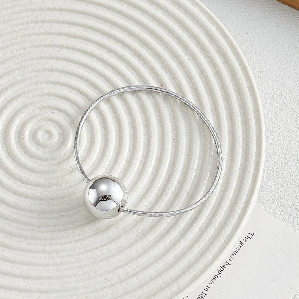 1PCS Gold and Silver Spherical Elastic Hair Rope High-end Sweet Cool Hair Ring Does Not Hurt The Hair Ball Low Ponytail Hair Rope Hair Accessories