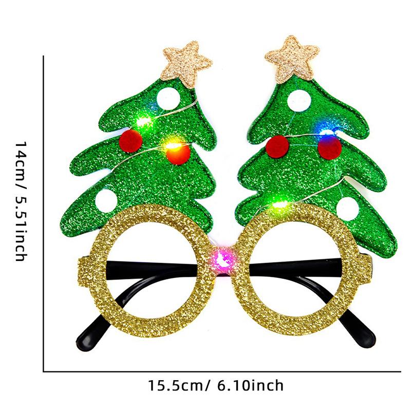 New Cartoon Cute Glowing Christmas Dress Up Glasses Christmas Led Glow Cartoon Glasses Frame Children's Toys Holiday Party Gifts