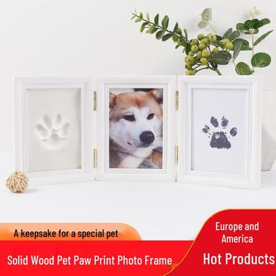 Pet Paw Print DIY Photo Frame with Handprint Clay for Cats & Dogs - Creative Souvenir Ornament