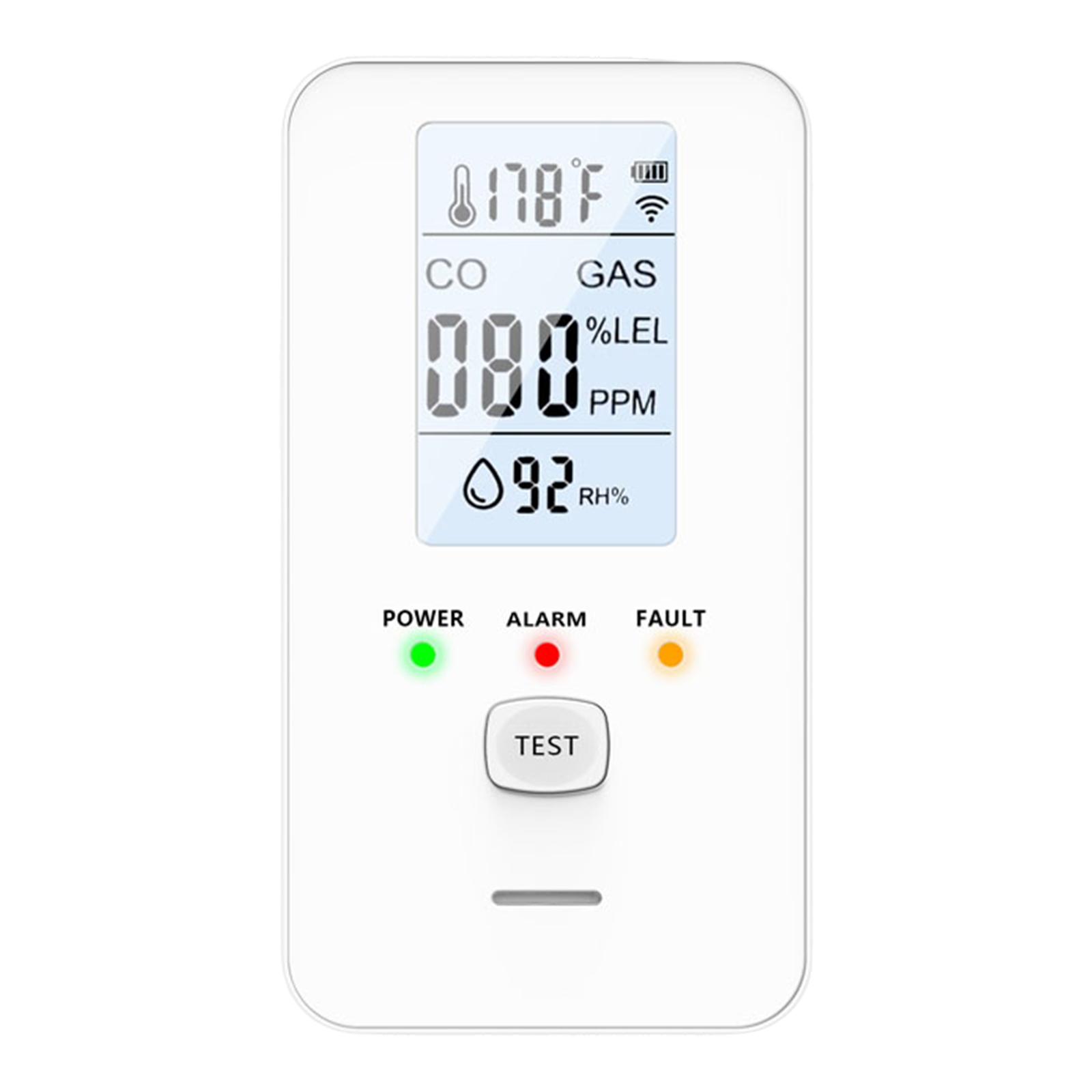 

Carbon Dioxide Detector with Digital Display 4 in 1 Combustible Natural Gas Detector Smoke Alarm Combo for Home RV Travel Hotel EU Plug белый