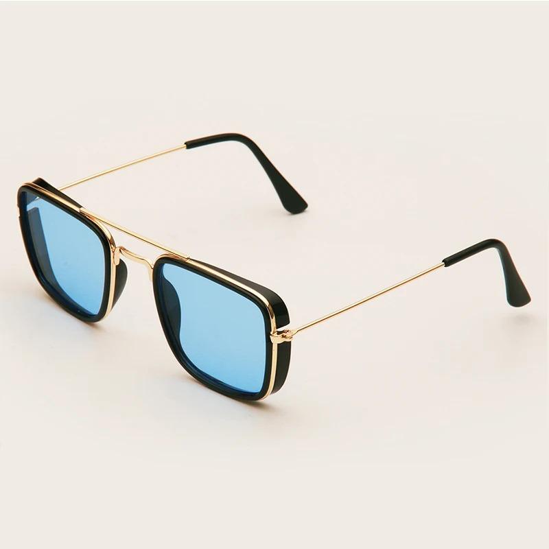 Steam Punk Tony Stark Sunglasses Men Women Fashion Square Driving Glasses Unisex Metal Frame Trendy Shades Lentes De Sol Hombre