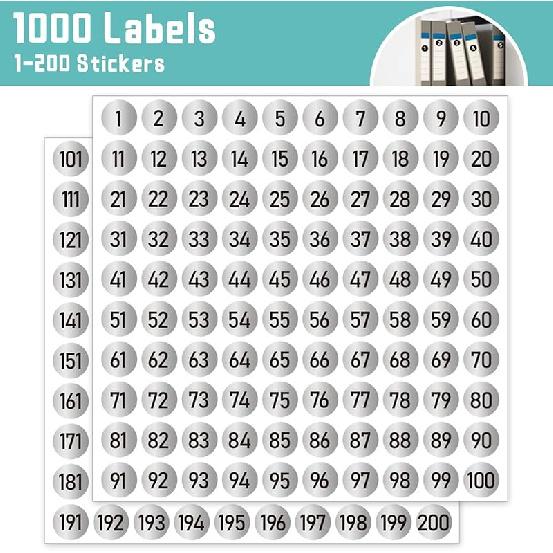 3000 PCS Number Stickers Labels, 0.4'' Black Consecutive Number Stickers 1-200, Vinyl Numbered Sticker, Self-Adhesive and Residue-Free, Use for