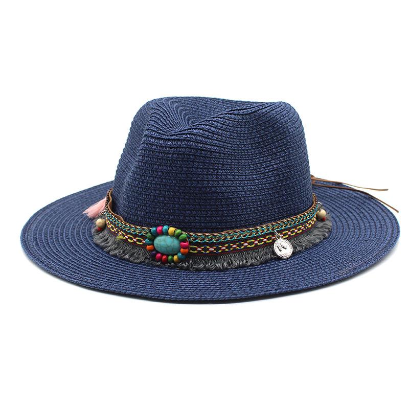 Western Cowboy Ethnic Style Straw Hat Men'S And Women'S Outdoor Seaside Beach Hat Sunscreen Sun Hat