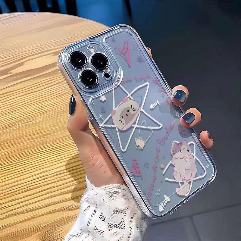Line Star Apple 17 Pro Max & 15 Pro iPhone Transparent Space Cat Soft Case XS