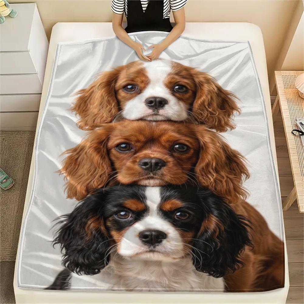 

1Pc Three Puppies Print Flannel Blanket, High quality Comfortable for All Seasons, Home Decor, Warmth and Comfort, Perfect for Christmas Gifts W139 80cm x 120cm