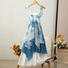 Yunnan Tie-Dye Indigo Fairy-Style Camisole Dress - Women's Elegant Travel Skirt
